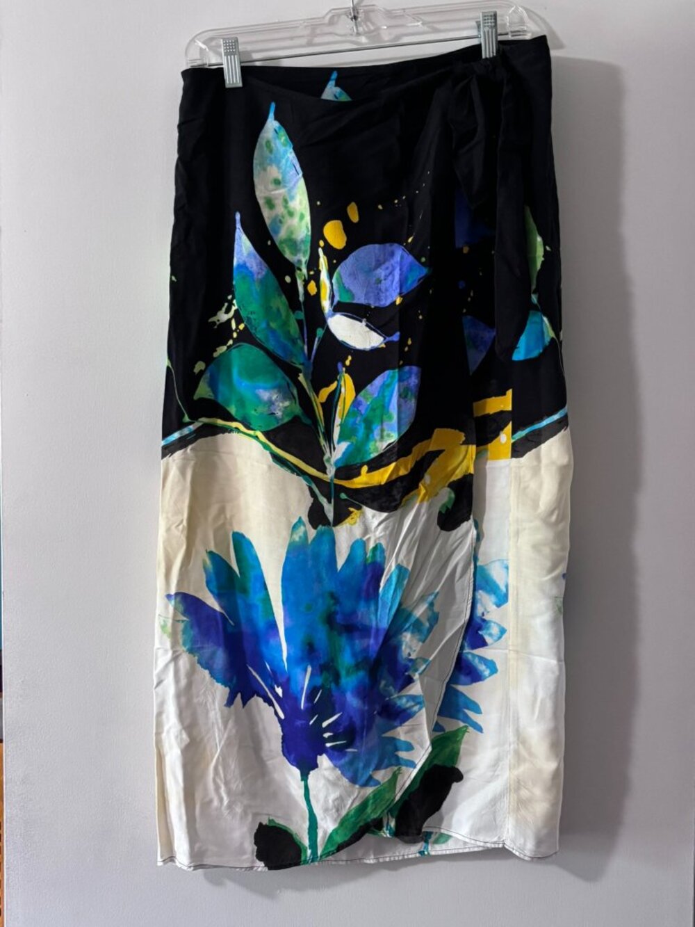 Jams World Sapphire Floral Wrap Maxi Skirt Hawaiian Rayon Artwear Small